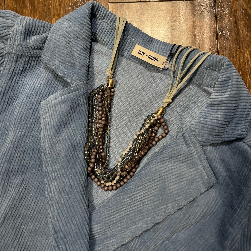 Blue corduroy romper NWT